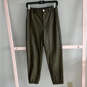 Roseanne olive green faux leather jogger size 34